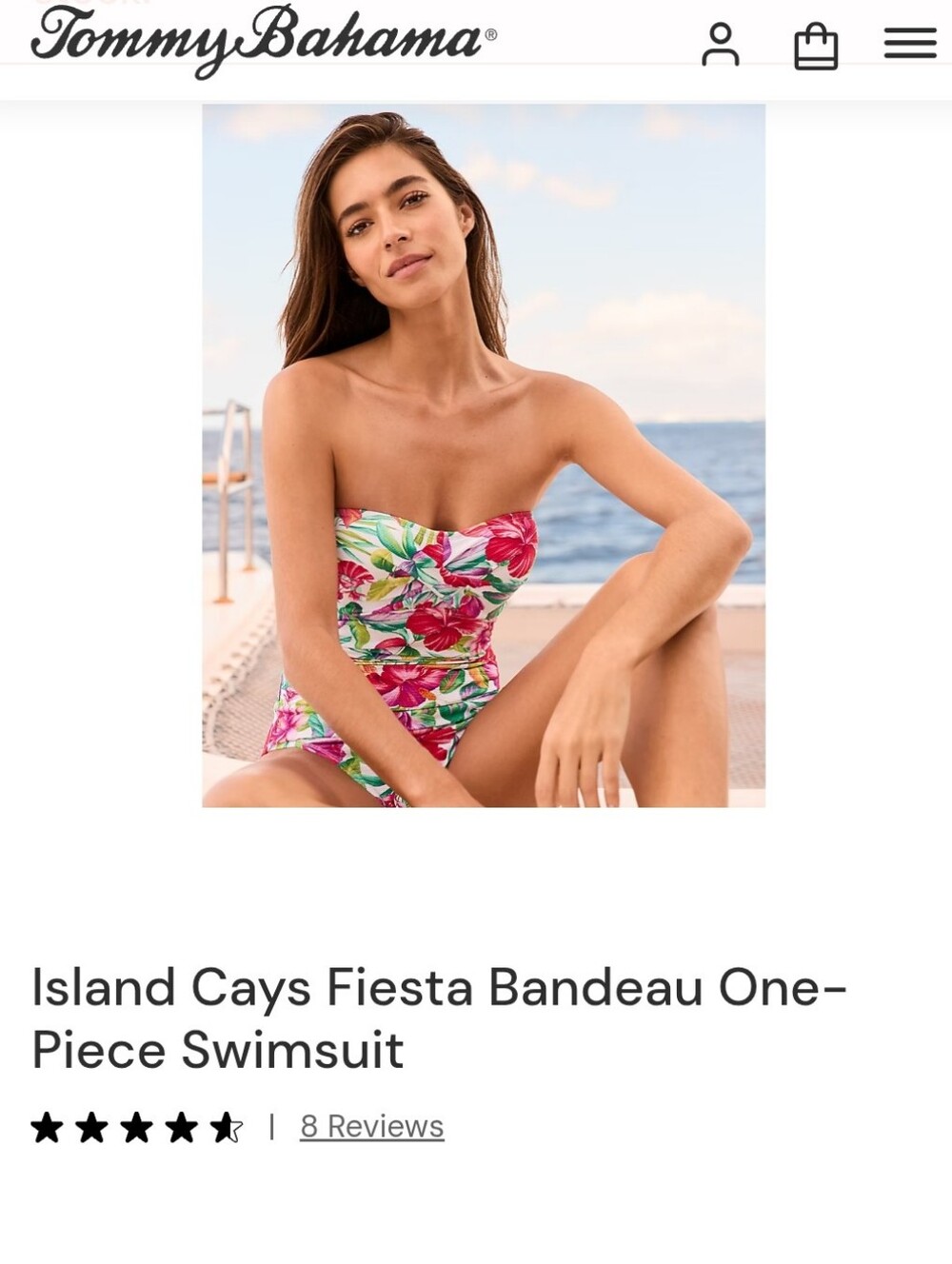 Tommy Bahama Island Cays Fiesta Bandeau One Piece Floral Swimsuit Womens Size 14 - Picture 15 of 16